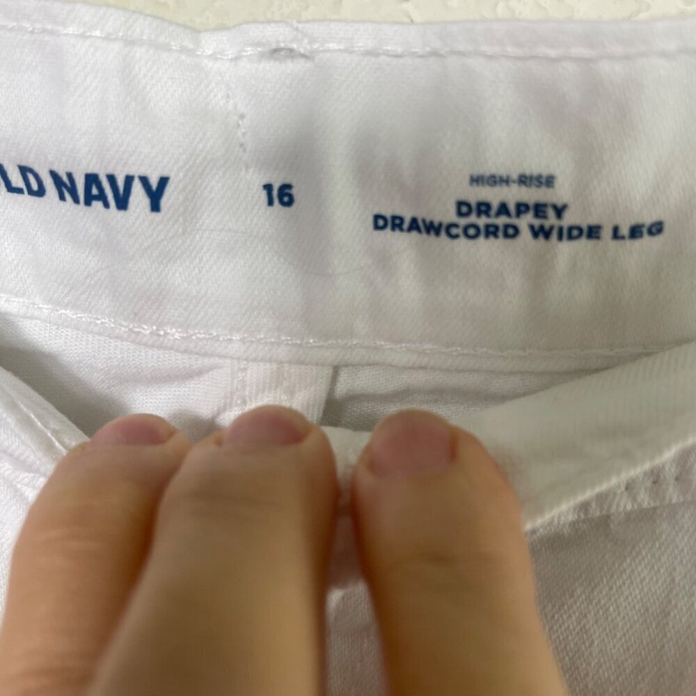 Old Navy Women’s Pants Size 16 White 100% Cotton High Rise Wide Leg Drapey NWT - Picture 8 of 8